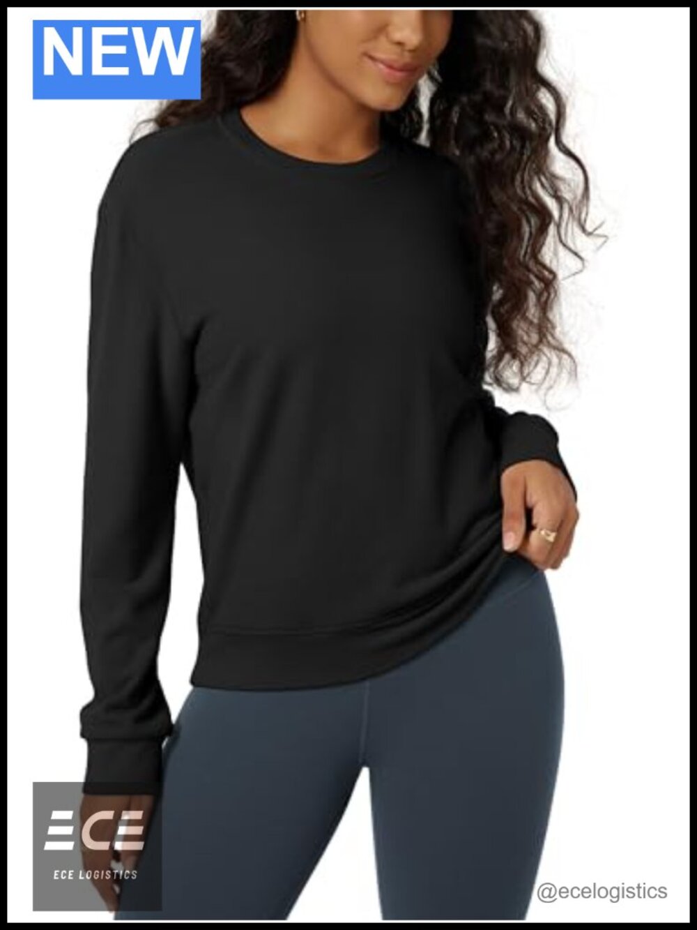 Stretch Fleece Long Sleeve Crewneck Sweatshirt Ultra-Soft Cozy Pullover